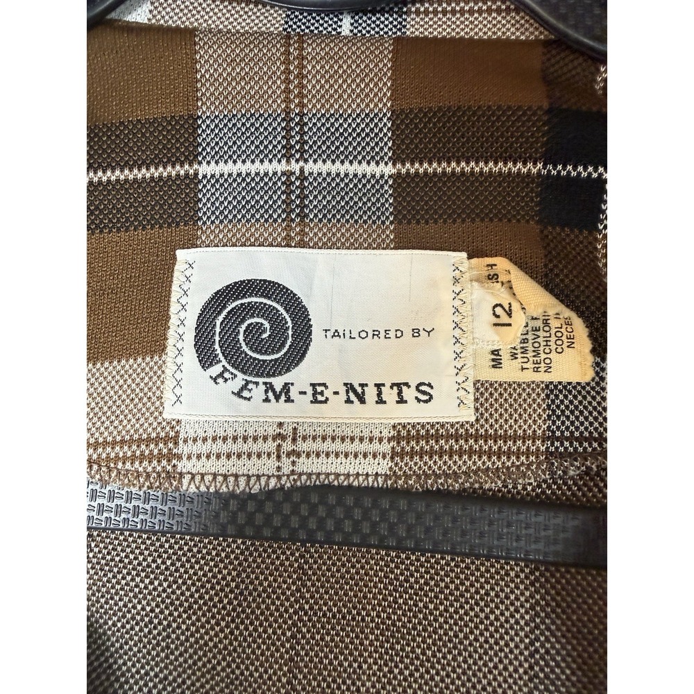 Vintage Tailored by Fem-E-Nits Plaid Knit Blazer Jacket Size 1 - Picture 3 of 9